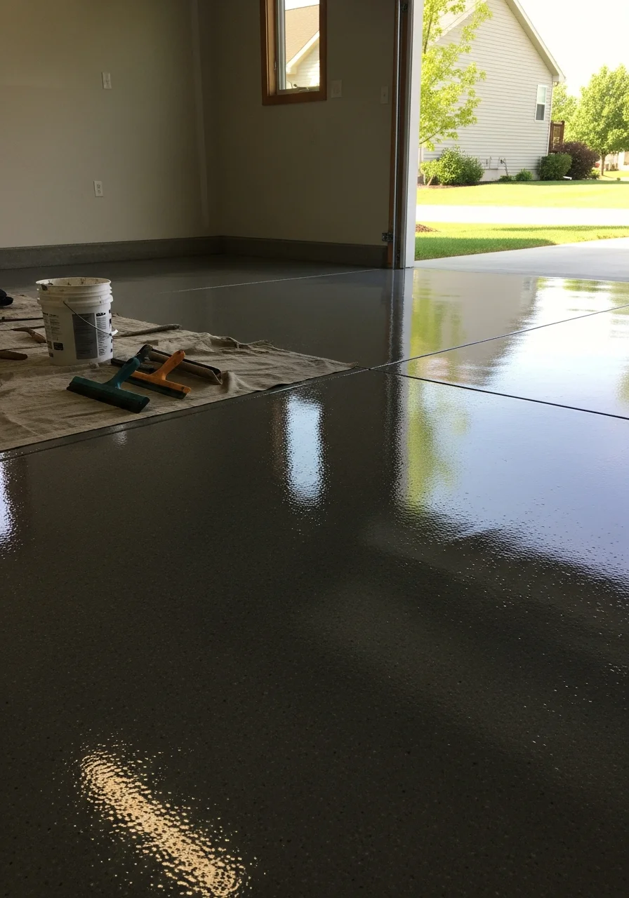 Professional epoxy flooring installation in Allendale commercial or residential garage space
