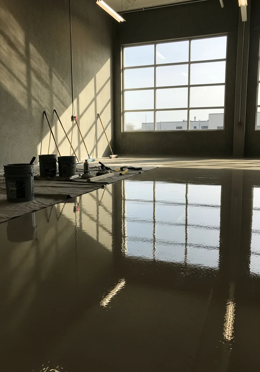 Professional concrete epoxy flooring installation in Byron Center commercial space